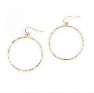 Anthropologie Simple Wave Gold Hoop Earrings
